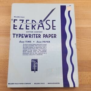 Vintage Millers Falls EZERASE Typewriter Paper Cotton Content 100 Sheets